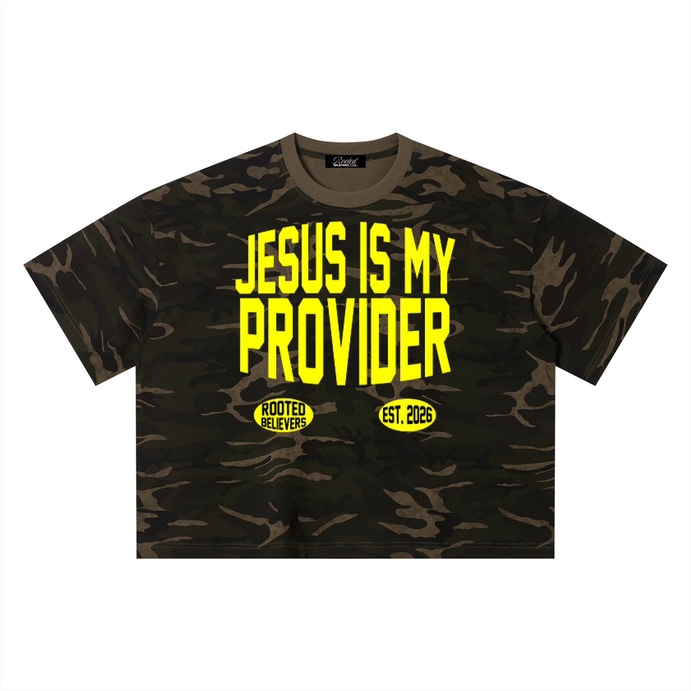 Jesus is my Provider Camo Boxy T-Shirt! Version 2