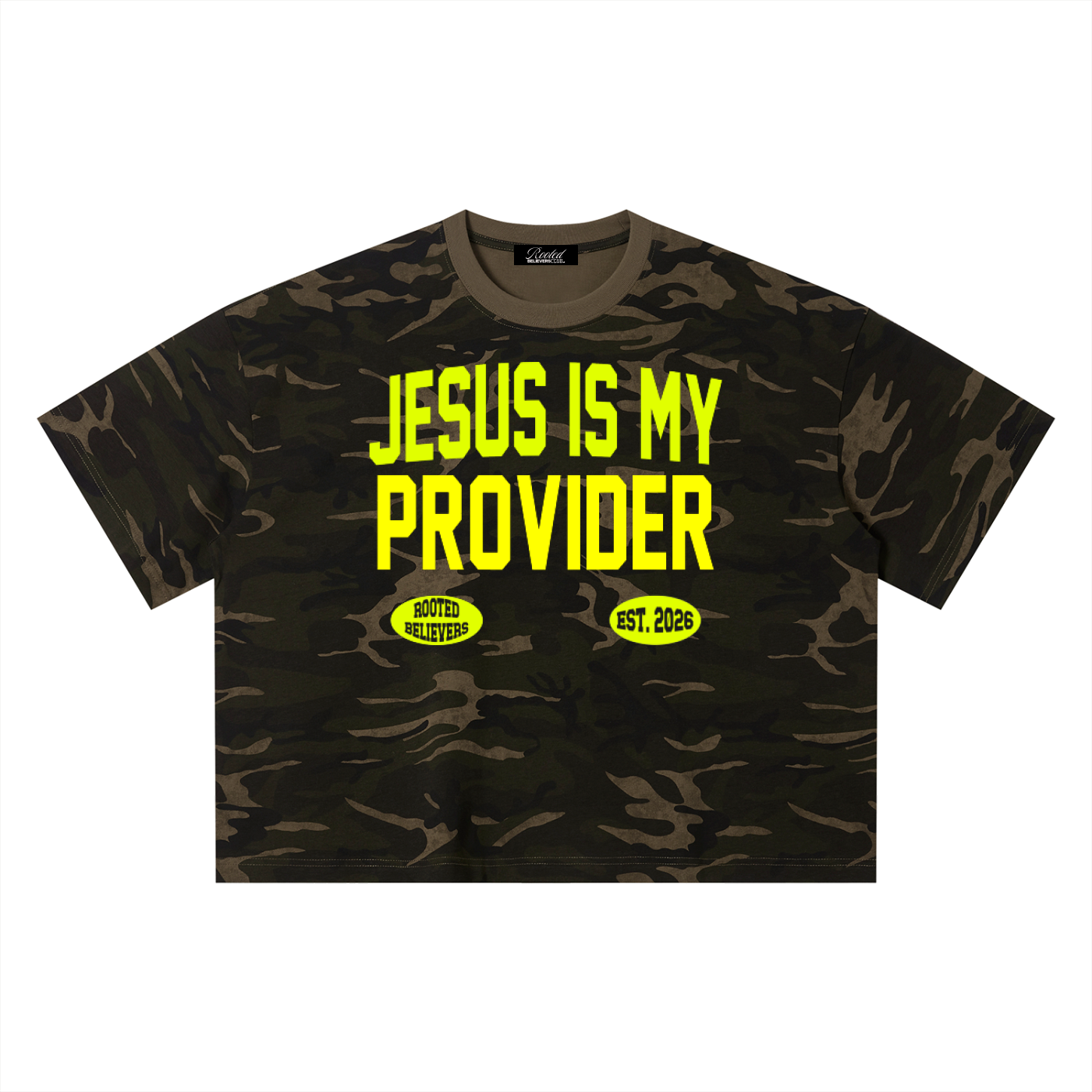 Jesus is my provider Camo Boxy T-Shirt! Version 1