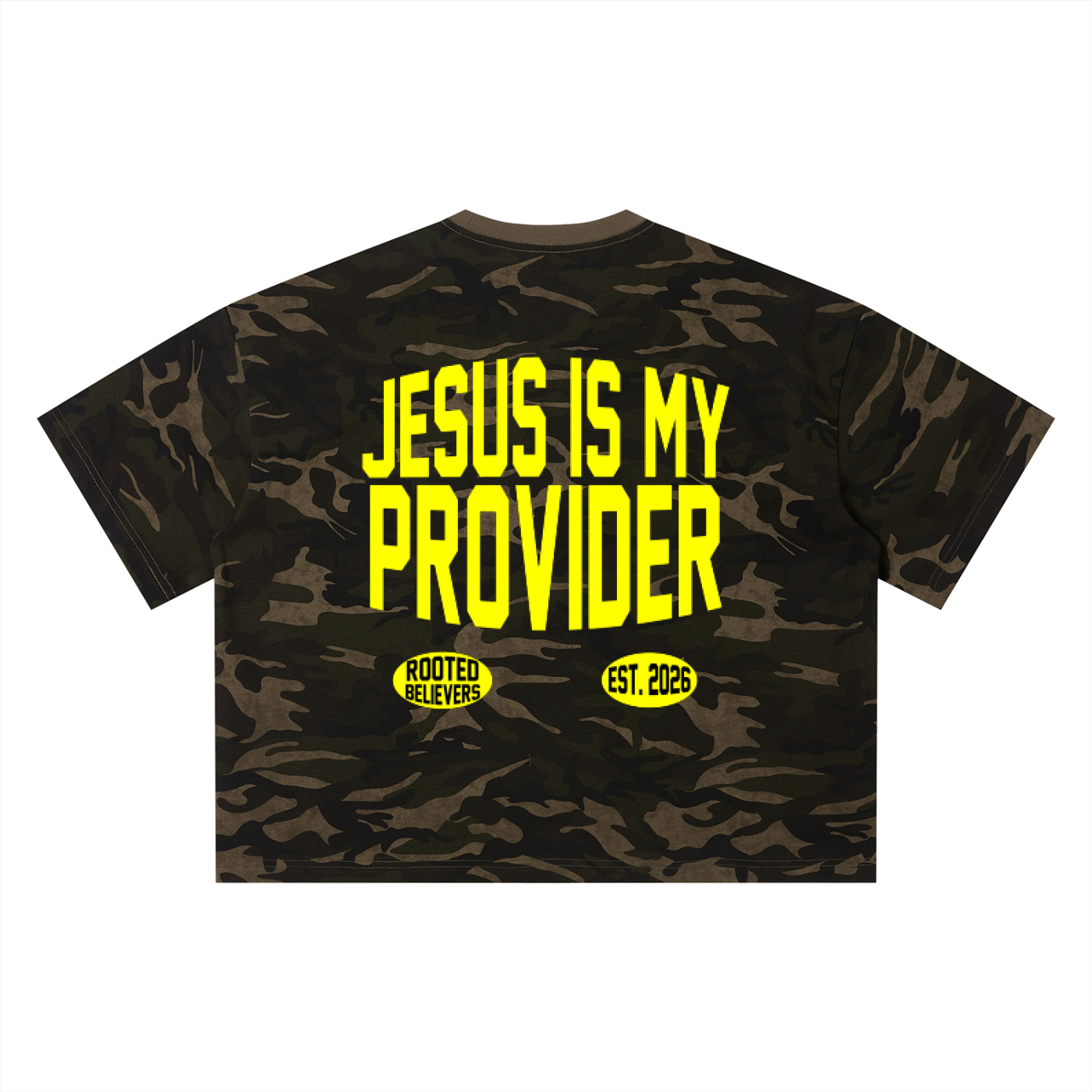 Jesus is my Provider Camo Boxy T-Shirt! Version 3