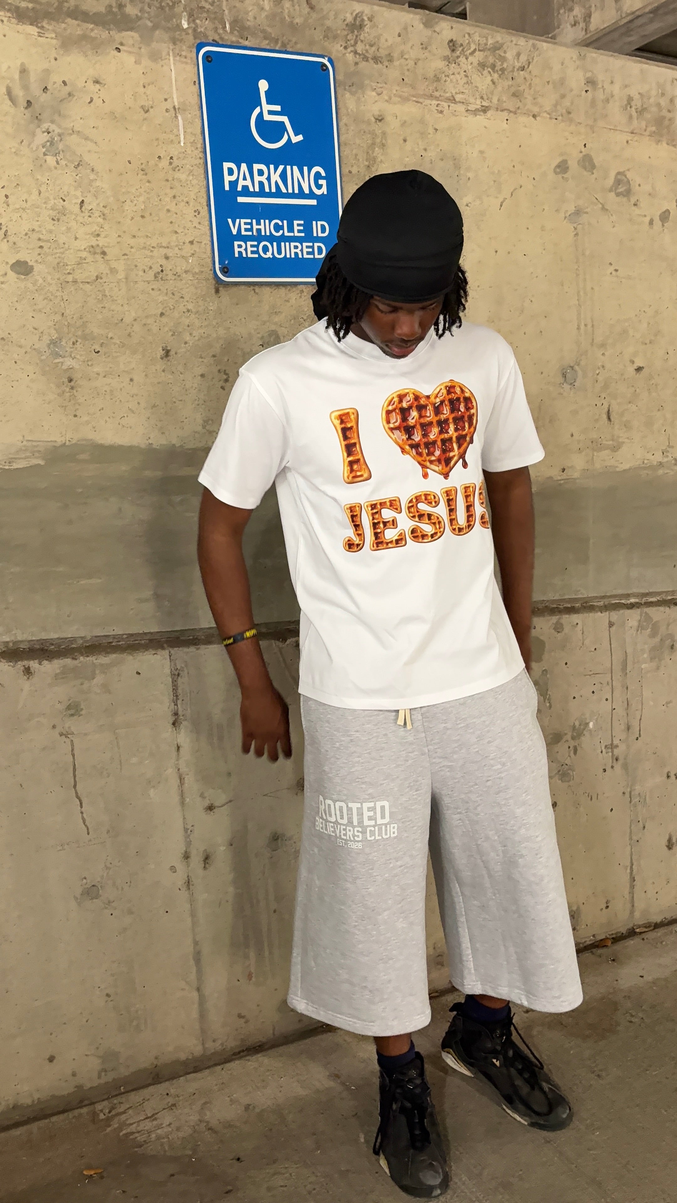 White I love Jesus Waffle T-Shirt!