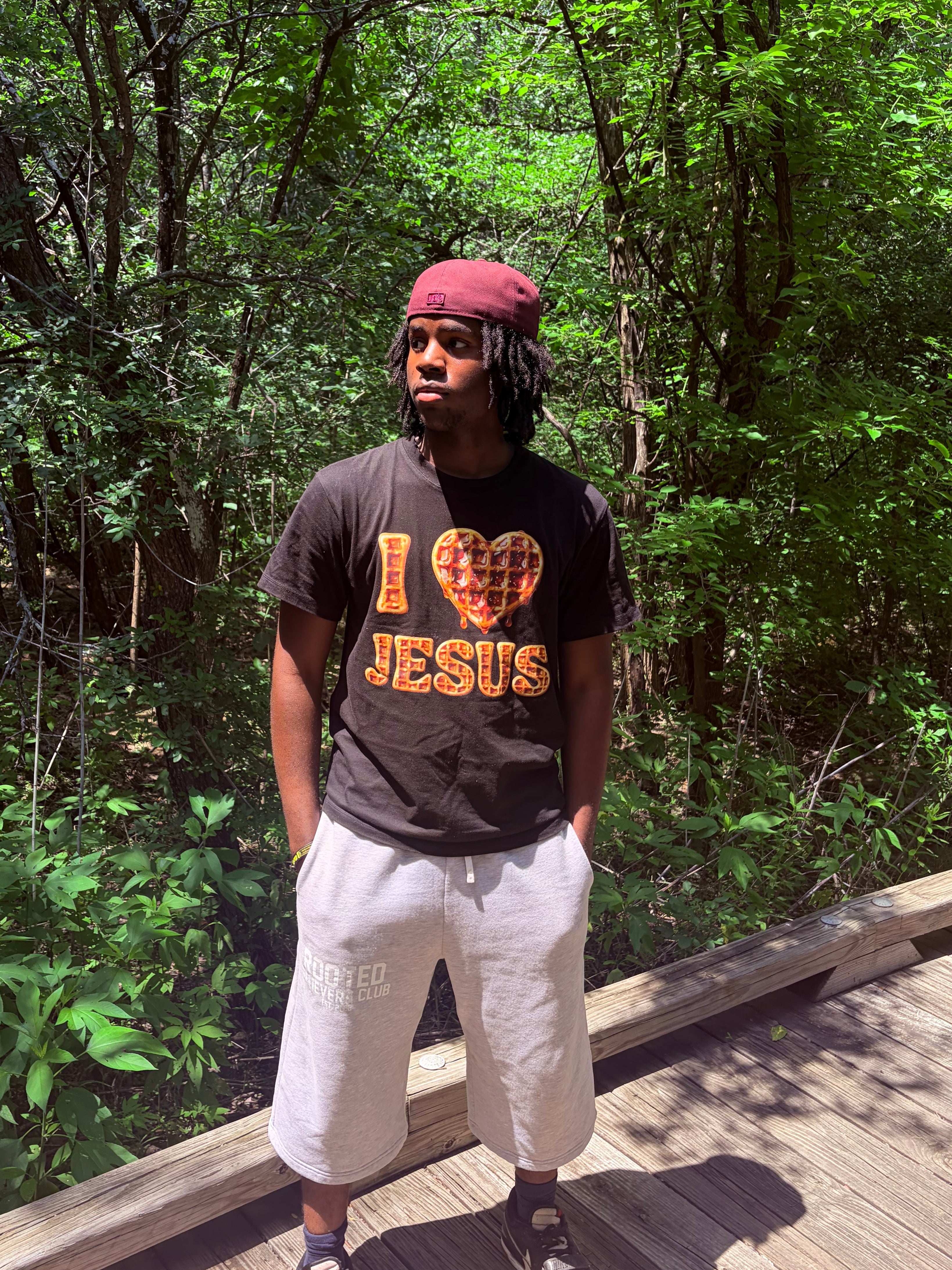 Black I love Jesus Waffle T-Shirt!