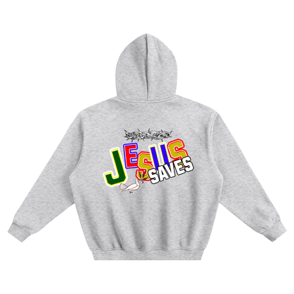 Jesus saves - Fleeced Boxy Hoodie No pockets