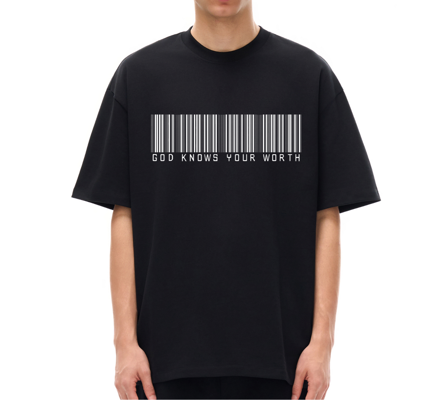 God knows your worth - Heavyweight Black T-Shirt