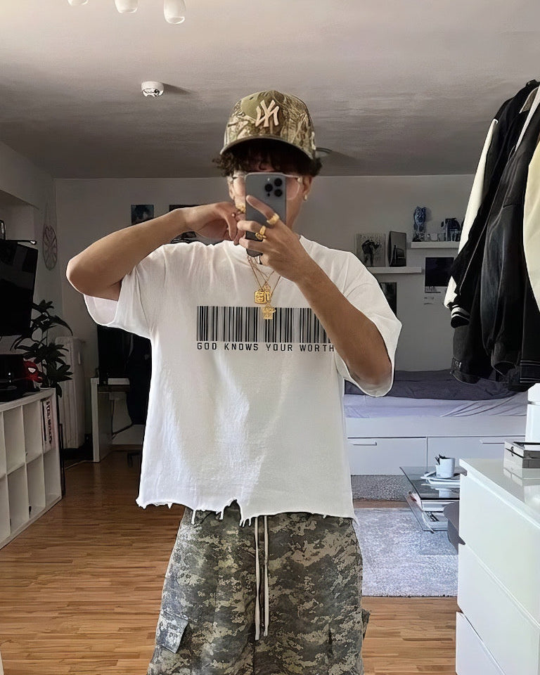 God Knows your Worth! Distressed Hem T-Shirt