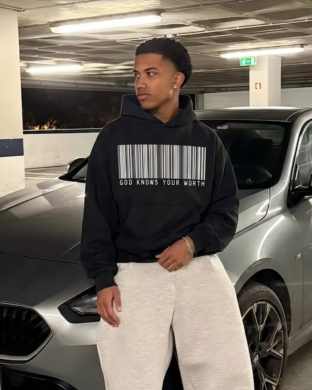 God knows your worth Oversized Boxy Fit Fleece Hoodie